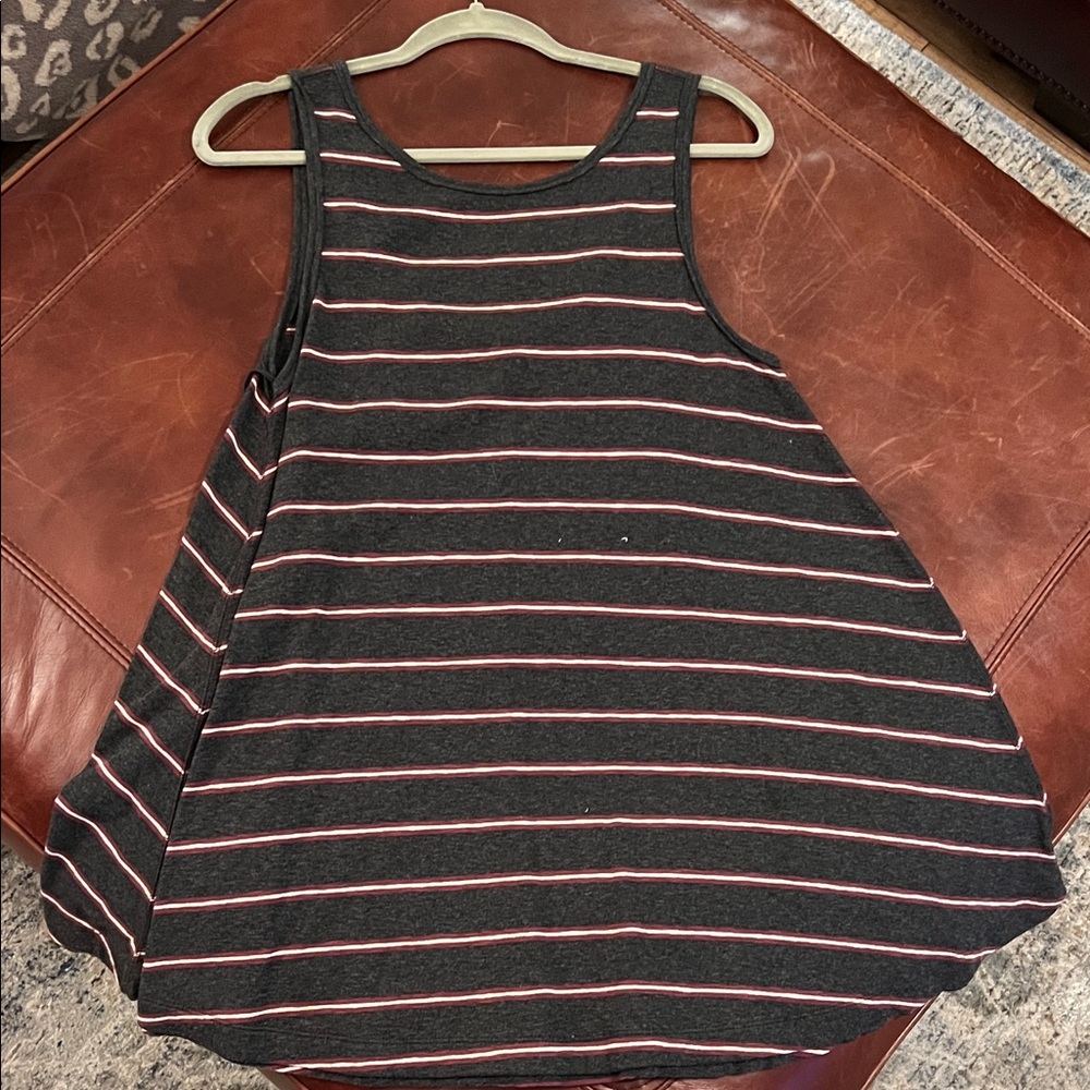 Free People Black and Pink Striped Tank Top